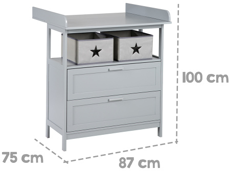 Пеленальный комод с ящиками Hamburg серый Roba