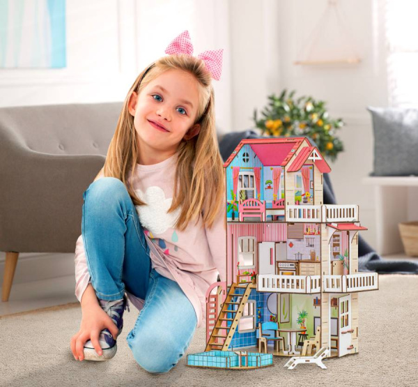 Кукольный домик деревянный трехэтажный Лоли M-WOOD