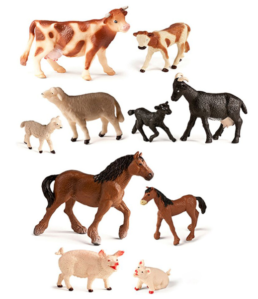 Домашние животные с детенышами, 10 фигурок Miniland