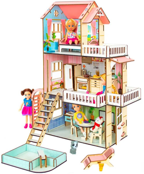 Кукольный домик деревянный трехэтажный Лоли M-WOOD