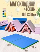 Мат № 24 100х200х5 см складной голубой-салатовый Perfetto Sport