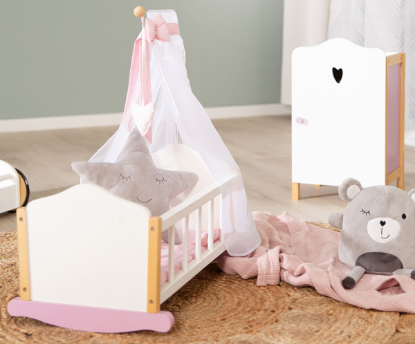 Кукольная колыбель Scarlett, белый/розовый/натуральный Roba