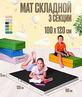 Мат № 22 100х120х5 см складной пастель-черный Perfetto Sport