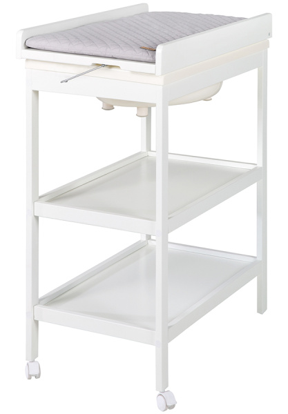 Стол для пеленания Baby Pool с ванночкой и матрасиком белый Roba