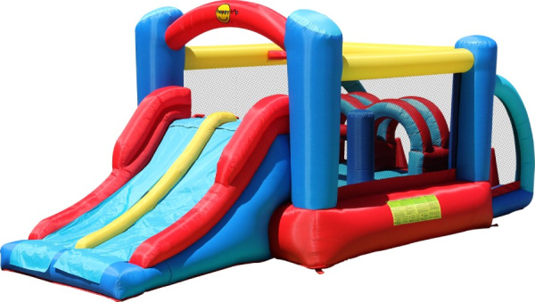 Надувной батут с горкой НЕОЖИДАННЫЕ ПРЕПЯТСТВИЯ Happy Hop