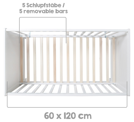 Многофункциональная детская кровать Hamburg 60х120 см белая Roba