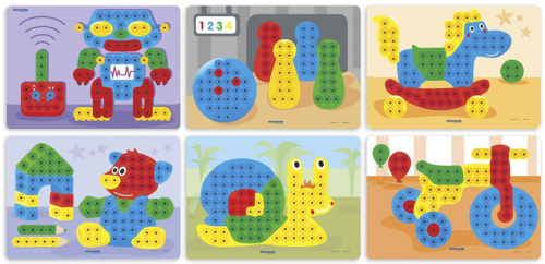 Карточки Игрушки к Мозаике Pegs 15 мм, 6 карточек Miniland