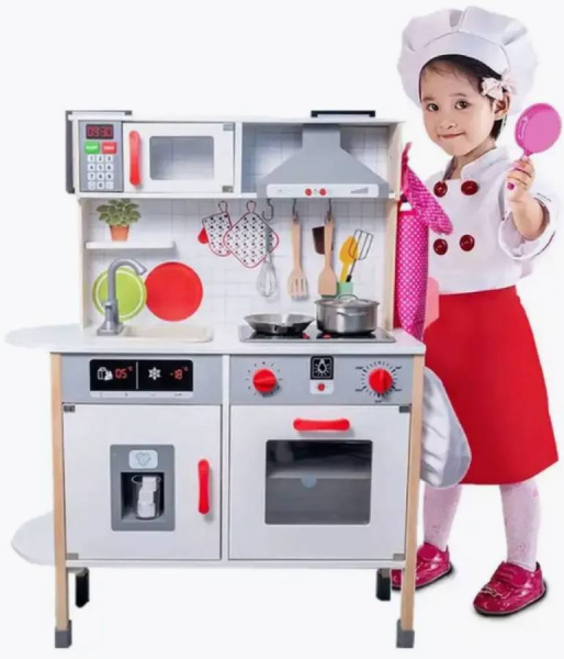 Кухня деревянная игровая Вероника с набором посуды (вода, звук) Lanaland