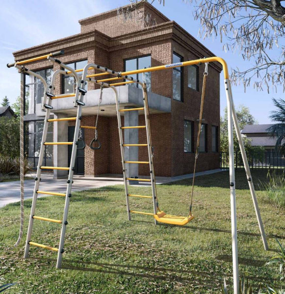 Дачный комплекс Весёлая лужайка-2 + качели ПЛАСТИКОВЫЕ Romana