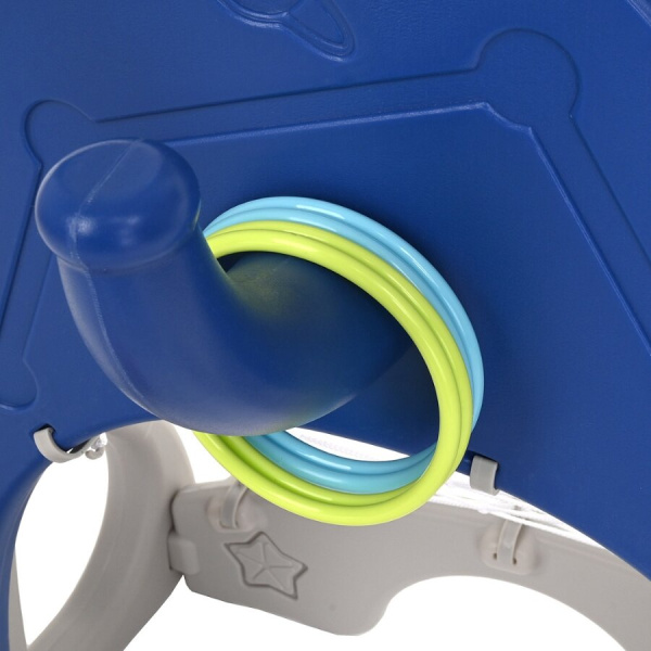 Стойка баскетбольная Звездочка с кольцебросом и футбольными воротами синяя Pituso