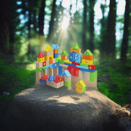 Кубики деревянные, 60 штук Bondibon