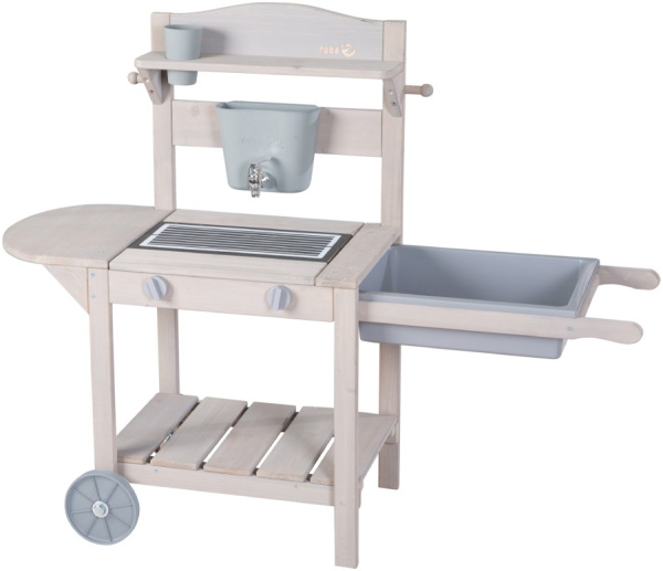 Детская игровая кухня для улицы на колесах Барбекю серая Roba