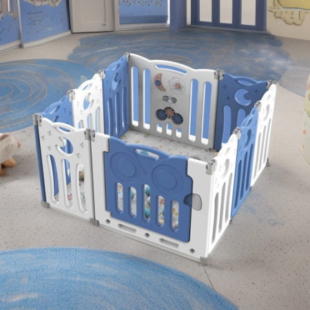 Детский манеж-ограждение Сова синий/белый Pituso