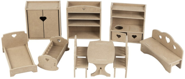 Комплект мебели для кукол до 20 см без окрашивания PeMa kids