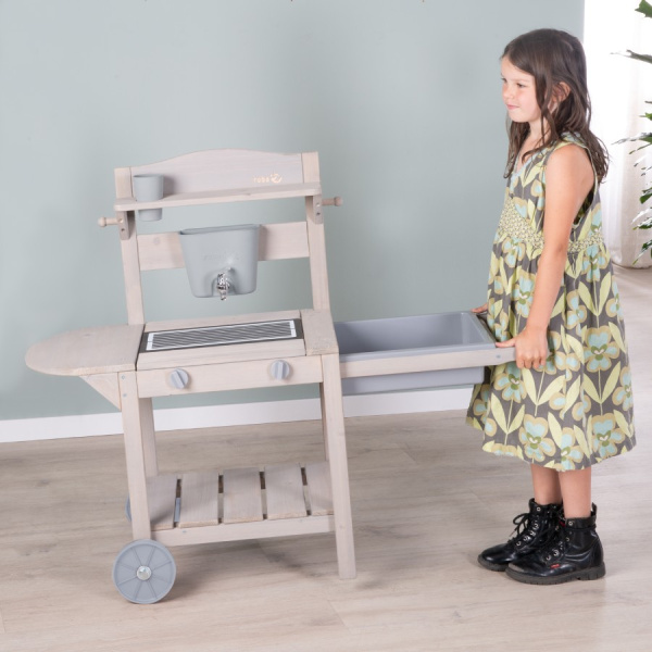 Детская игровая кухня для улицы на колесах Барбекю серая Roba