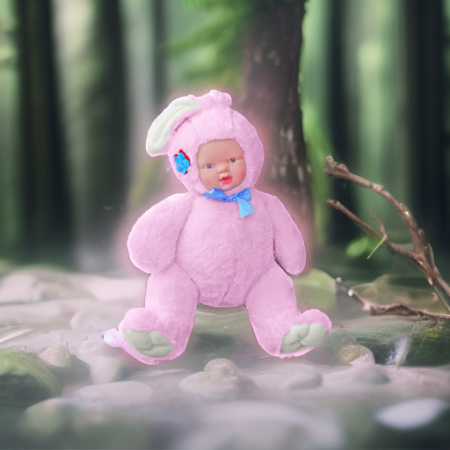 Плюшевый малыш-зайка, розовый Halley