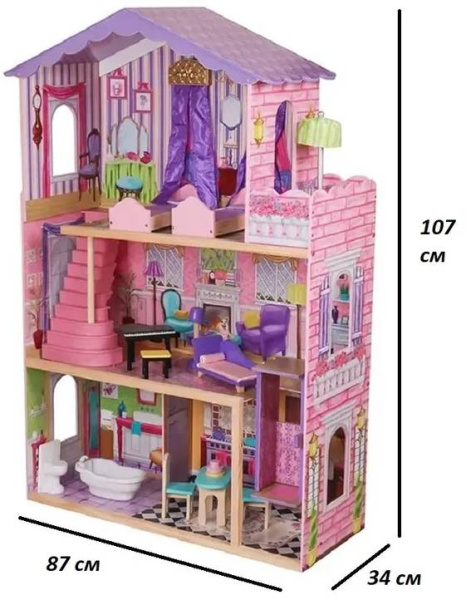 Домик кукольный деревянный Лючия с мебелью Lanaland