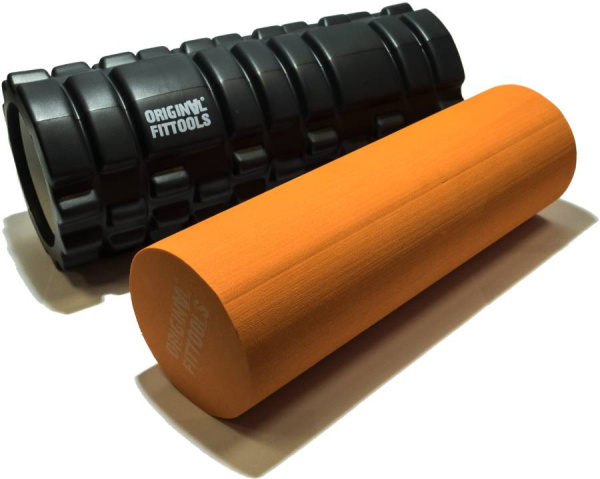 Цилиндр массажный 34x14/33х10 см черный/оранжевый двойной Original Fit.Tools