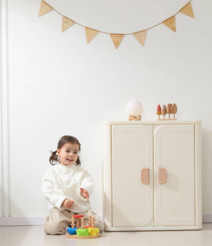 Шкаф с 3 полками и дверцами UNIX Kids Locker 3 shelfs Camel