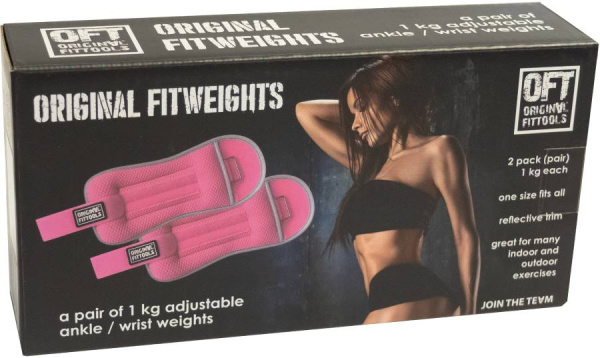 Комплект утяжелителей весом 1 кг (пара) розовые Original Fit.Tools