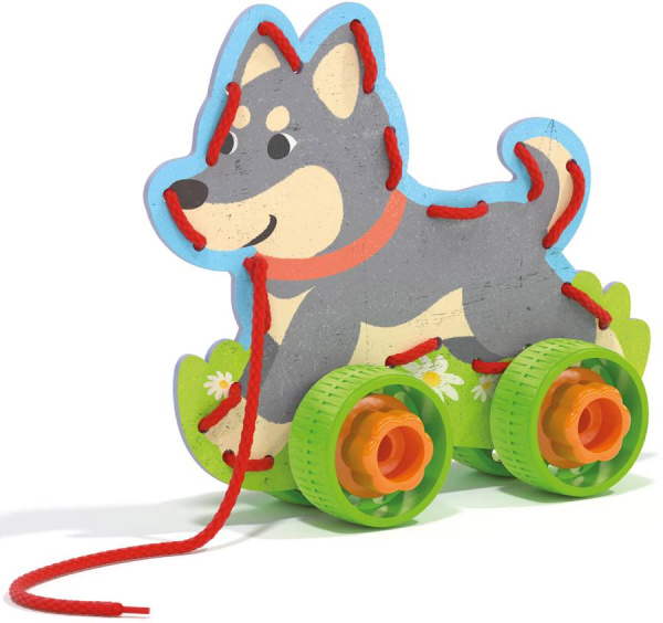 Игрушка-шнуровка Животные на колесах Монтессори Quercetti
