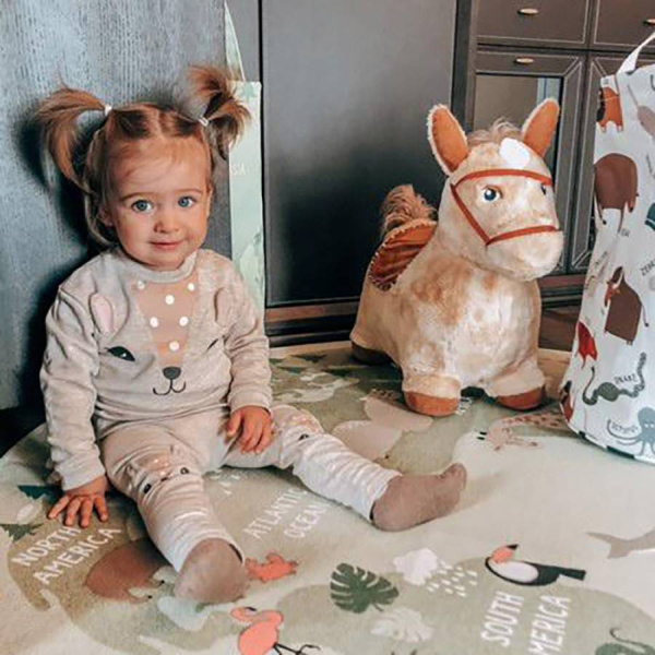 Попрыгун Лошадка бежевая с чехлом, со звуком Pituso