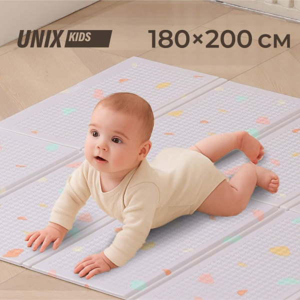 Игровой коврик складной UNIX Kids Simple Простой 180x200 см серый