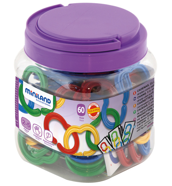 Набор развивающий Цепочка 60 элементов в контейнере Miniland