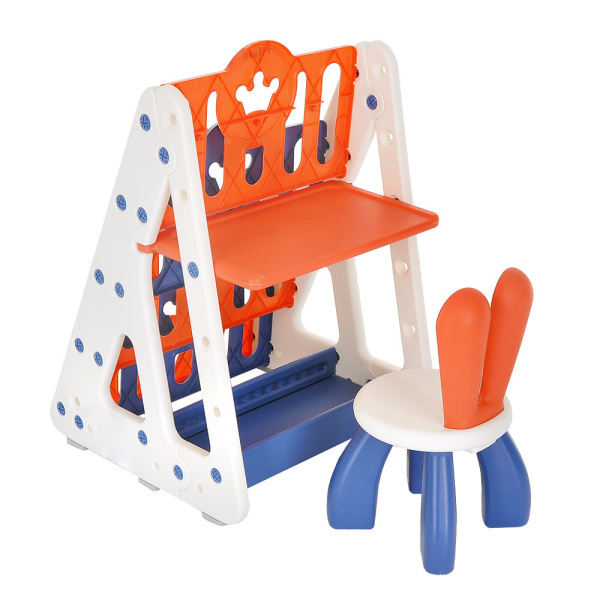 Столик-стеллаж со стульчиком красный/синий