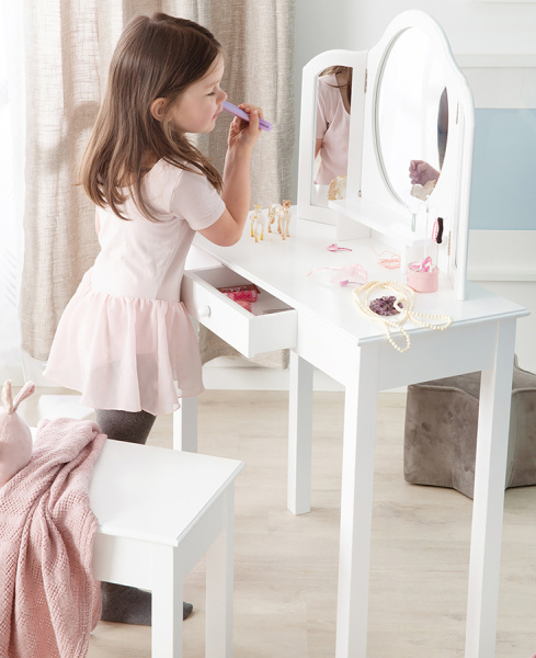Детское трюмо с табуретом белое Roba