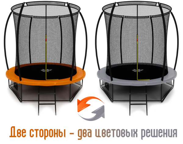 Батут Премиальный серый-оранжевый, 244 см