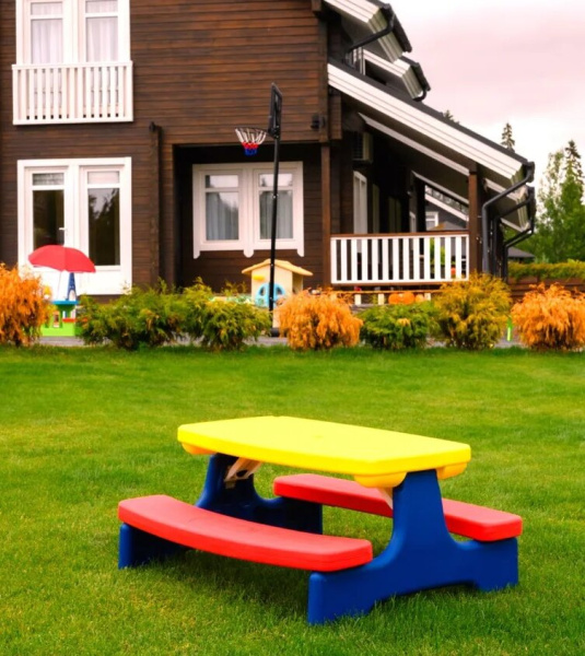 Стол садовый Пикник с лавочками UNIX Kids Garden Yellow