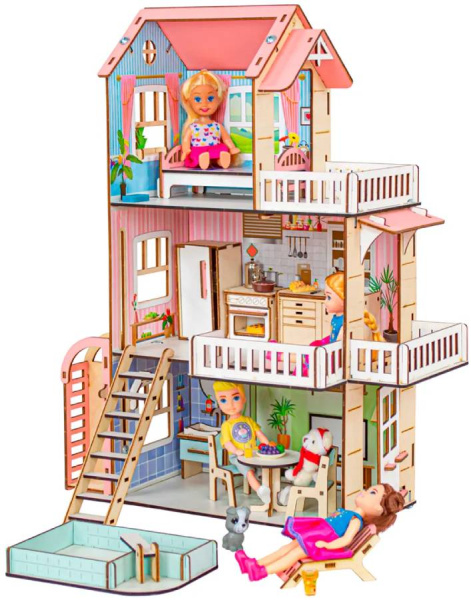 Кукольный домик деревянный трехэтажный Лоли M-WOOD