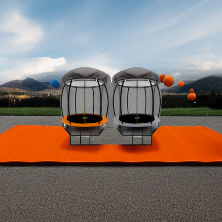 Батут Премиальный серый-оранжевый, 244 см