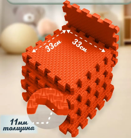 Мягкий пол универсальный Плетенка 33х33 см красный Eco-cover