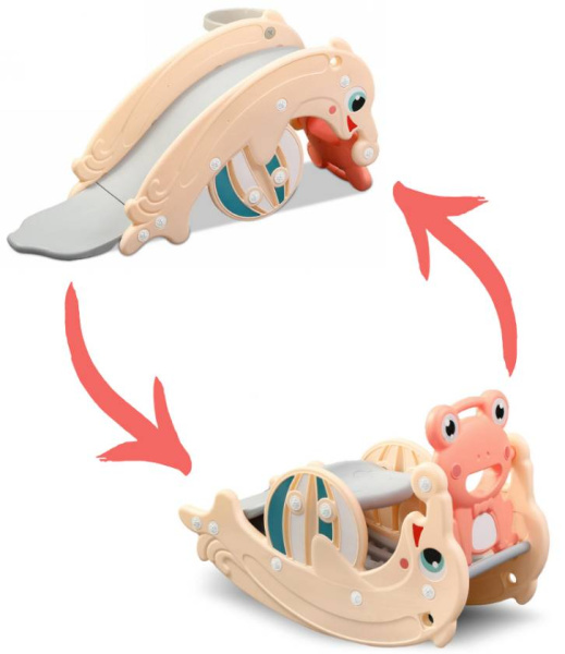 Горка-качалка 2 в 1  Дельфин оранжевый Perfetto Sport