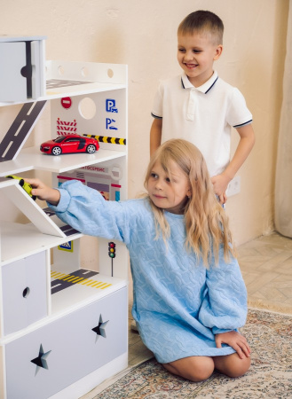 Автопарковка с вертолетной площадкой и ящиком серая PeMa kids