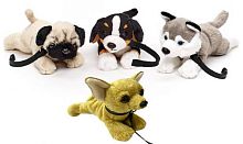 Игрушка мягкая Собачки с поводком 21 см, в ассортименте LEOSCO