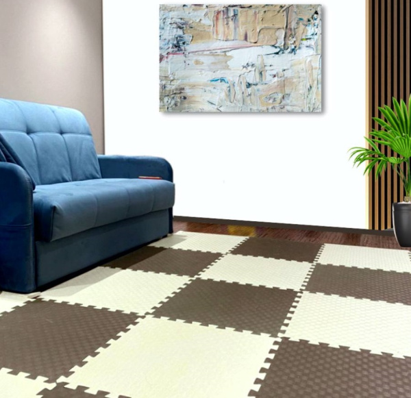 Мягкий пол универсальный 60х60 см бежево-коричневый, 1,5 м2