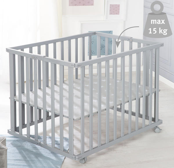 Детский складной манеж 74х100 см Foldable playpen серый Roba