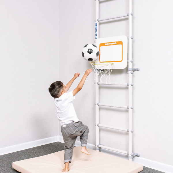 Шведская стенка Романа S11 белый прованс с серыми ступенями