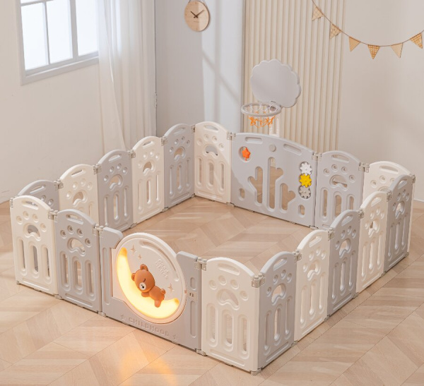 Манеж UNIX Kids DeLuxe Grey 180x200 см, с баскетбольным кольцом и ковриком