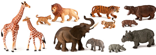 Набор фигурок Животные Африки с детенышами, 12 фигурок Miniland