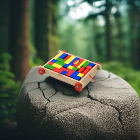 Кубики деревянные на тележке Woody