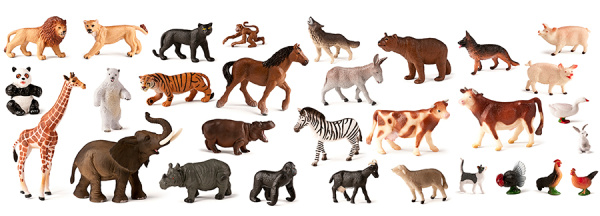 Домашние и дикие животные, 30 фигурок Miniland