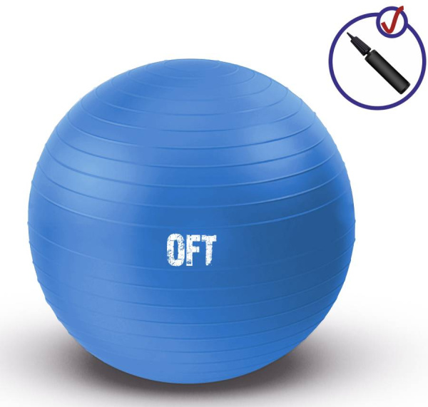 Гимнастический мяч 75 см синий с насосом Original Fit.Tools