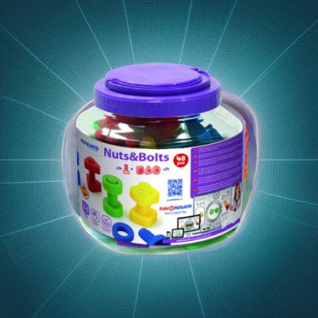 Набор для развития моторики Винты и гайки Nuts & Bolts (48 элементов) в контейнере Miniland