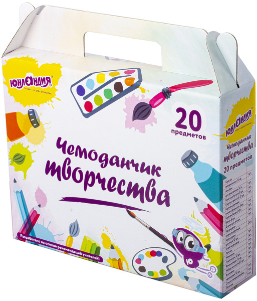 Набор для творчества в подарочной коробке ЧЕМОДАНЧИК ТВОРЧЕСТВА, 20 предметов Юнландия