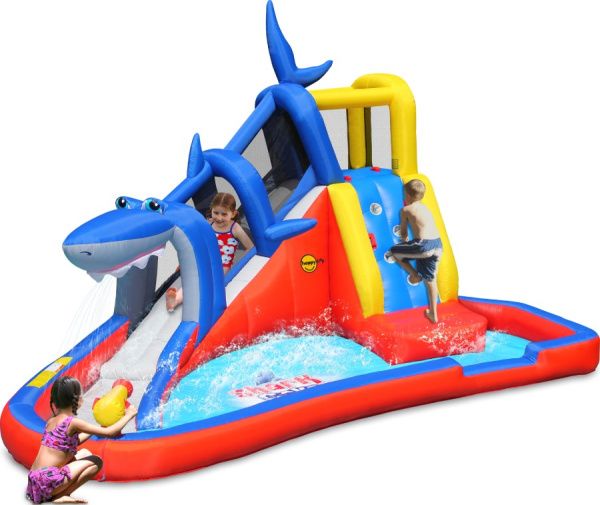 Надувной батут с горкой Акула 3 Happy Hop