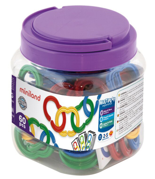 Набор развивающий Цепочка 60 элементов в контейнере Miniland